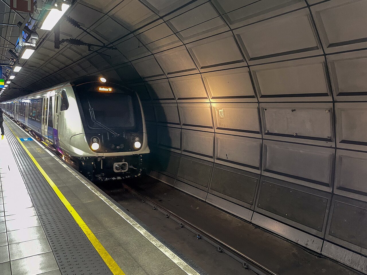 Elizabeth Line train at Heathrow Terminals 2 and 3 station